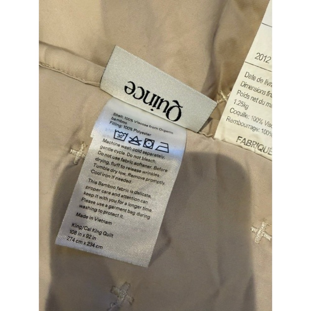 Quince Organic Bamboo Viscose Quilt King Cal King Sand Beige Neutral Bedding - Picture 2 of 9